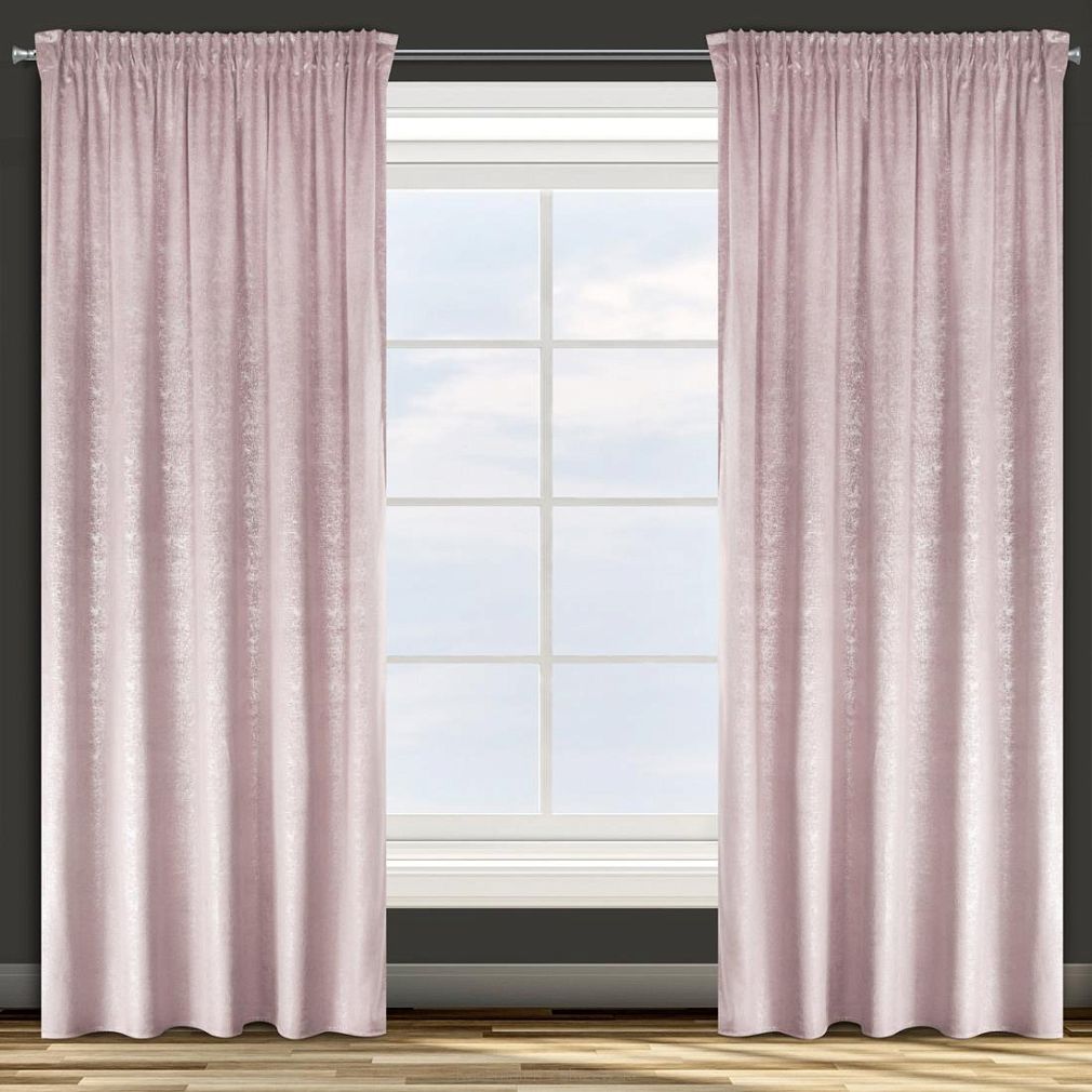 Zasłona gotowa na taśmie CYPR 140x270 Design91 pudrowa + srebrna