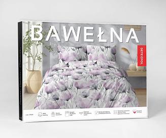Pościel bawełniana 160x200 Detexpol biała różowe szare maki