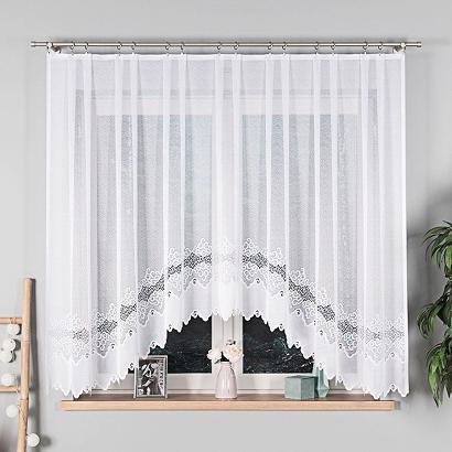 Firanka żakardowa gotowa na żabki MODESTA 300x160 biała