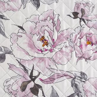 Narzuta dekoracyjna FLOWER 170x210 biała różowa szara różany ogród kwiaty