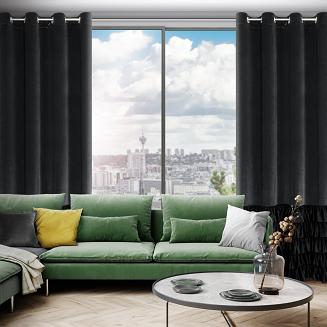 Zasłona gotowa na przelotkach DANI 140x250 Eurofirany czarny