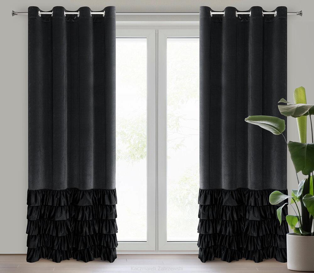 Zasłona gotowa na przelotkach DANI 140x250 Eurofirany czarny