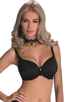 Biustonosz push-up ozdobiony koronką Clara czarny
