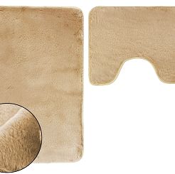 Dywanik łazienkowy 2-częściowy LOMBOK Euromat puszysty beżowy