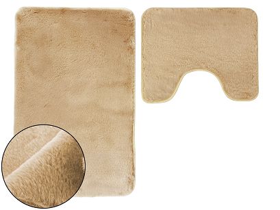 Dywanik łazienkowy 2-częściowy LOMBOK Euromat puszysty beżowy