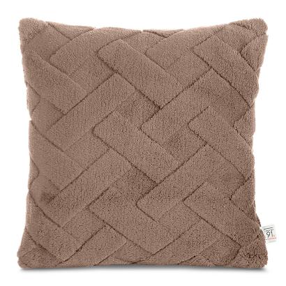 Poszewka dekoracyjna CARO 45x45 Design91 ciemnobeżowa puszysta wytłaczana w kratę