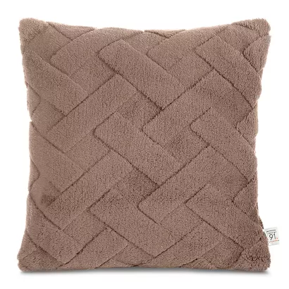Poszewka dekoracyjna CARO 45x45 Design91 ciemnobeżowa puszysta wytłaczana w kratę