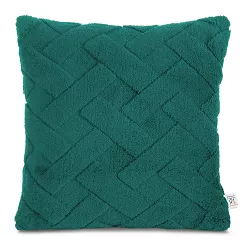 Poszewka dekoracyjna CARO 45x45 Design91 ciemnozielona puszysta wytłaczana w kratę