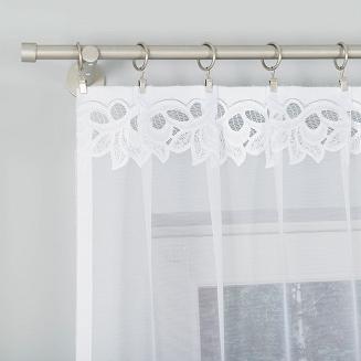 Firanka żakardowa gotowa na żabki BASTIA 280x130 biała