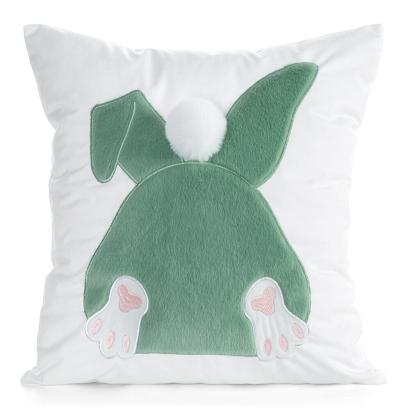 Poszewka dekoracyjna WIOSNA 45x45 Eurofirany szałwiowa jasnoszara wielkanocny zając