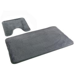 Dywanik łazienkowy 2-częściowy LOMBOK Euromat puszysty ciemnoszary