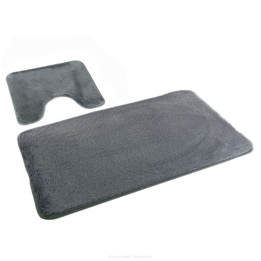 Dywanik łazienkowy 2-częściowy LOMBOK Euromat puszysty ciemnoszary
