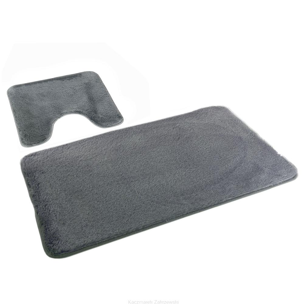 Dywanik łazienkowy 2-częściowy LOMBOK Euromat puszysty ciemnoszary