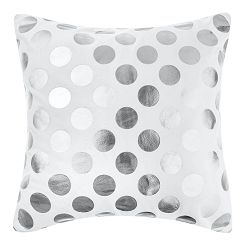 Poszewka dekoracyjna DOTS 45x45 biała srebrna kropki