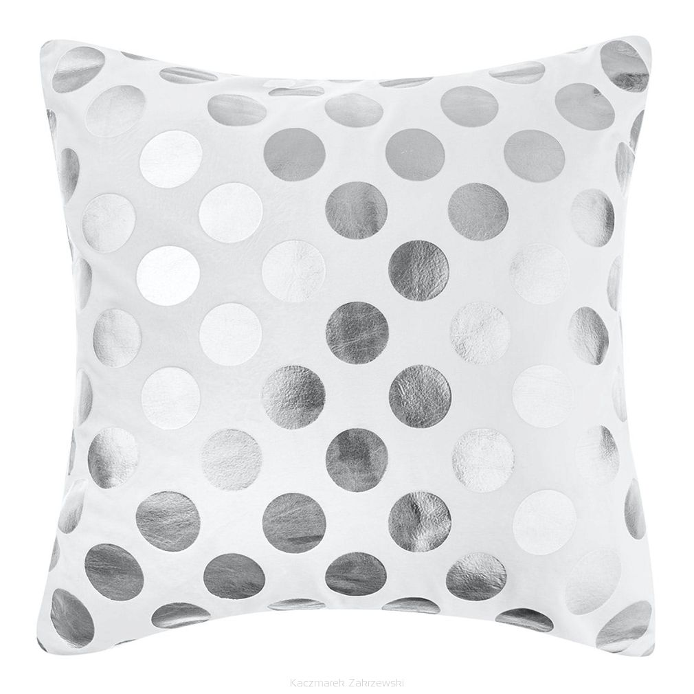 Poszewka dekoracyjna DOTS 45x45 biała srebrna kropki