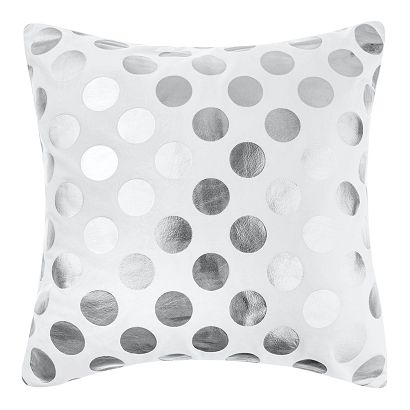 Poszewka dekoracyjna DOTS 45x45 biała srebrna kropki