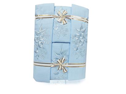 Pościel haftowana z prześcieradłem 200x220 niebieska