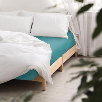 Prześcieradło satyna bawełniana z gumką 140x200 Darymex ciemno turkusowe