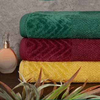 Ręcznik bawełniany LOREN 50x90 Eurofirany bordowy welwetowa bordiura w zygzak