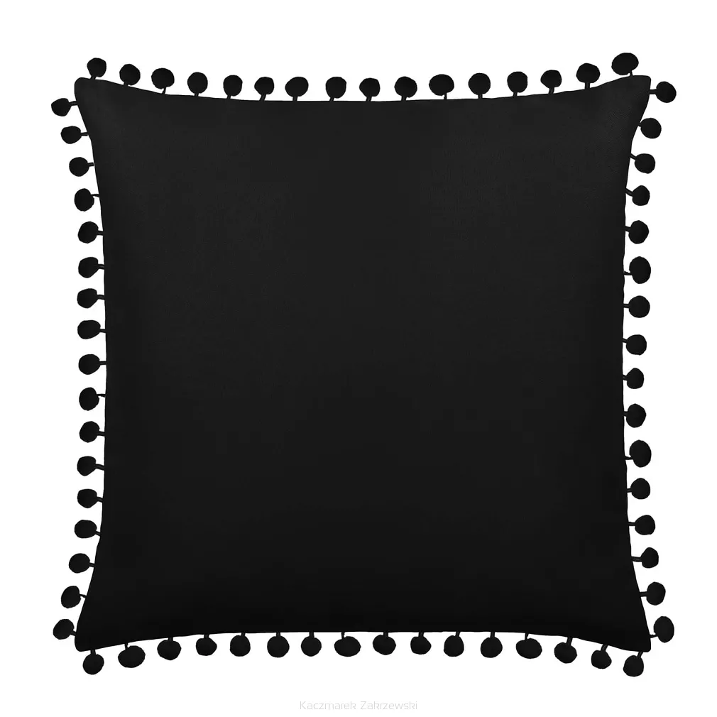 Poszewka dekoracyjna FLUFFY 45x45 czarna z pomponami