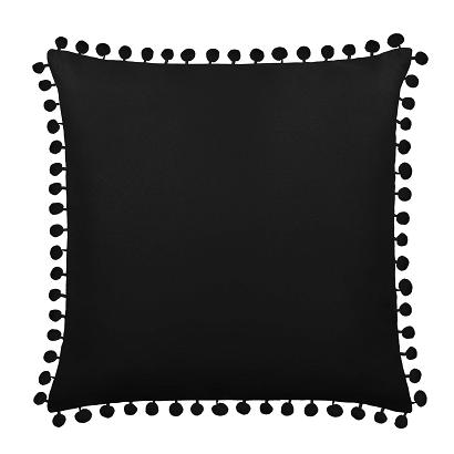 Poszewka dekoracyjna FLUFFY 45x45 czarna z pomponami