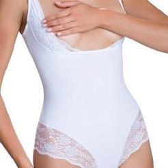 Body damskie modelujące z koronką Vanilia białe