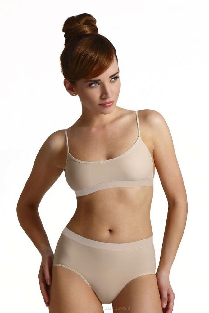 Top damski sportowy na cienkich ramiączkach Sally beżowy