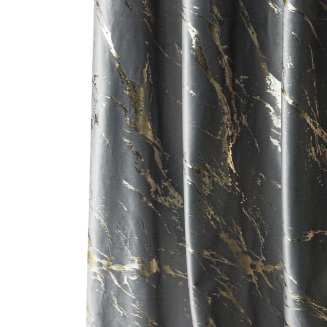 Zasłona gotowa na taśmie MARMA 140x250 jasnoszara ze złotym nadrukiem