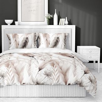 Pościel satynowa 220x200 Detexpol biała beżowe kłosy zbóż