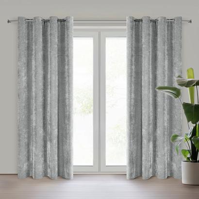 Zasłona gotowa na przelotkach NILO 140x250 Eurofirany szara o szenilowej strukturze