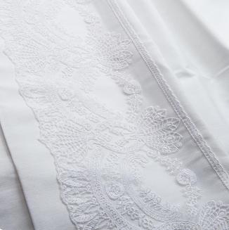 Pościel satyna bawełniana z gipiurą 220x200 Valinor biała