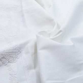 Pościel satyna bawełniana z gipiurą 220x200 Valinor biała
