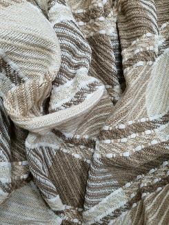 Komplet dekoracyjny narzuta 170x205 + 2x 60x170 beżowa kremowa biała krata