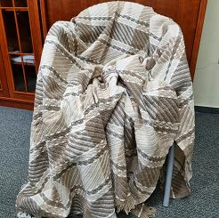 Komplet dekoracyjny narzuta 170x205 + 2x 60x170 beżowa kremowa biała krata