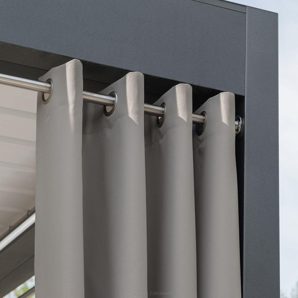 Zasłona gotowa na przelotkach GARDENIA 140x240 wodoodporna ogrodowa szarobeżowa