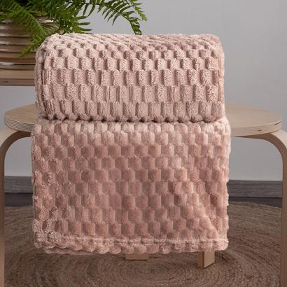 Koc narzuta CINDY6 70x160 Design91 mocha z przestrzennym tłoczeniem 3D