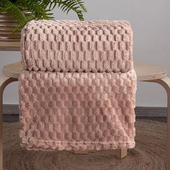 Koc narzuta CINDY6 70x160 Design91 mocha z przestrzennym tłoczeniem 3D