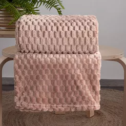 Koc narzuta CINDY6 70x160 Design91 mocha z przestrzennym tłoczeniem 3D