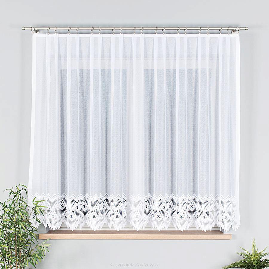 Firanka żakardowa gotowa na prosto na żabki FELICJA 300x160 biała