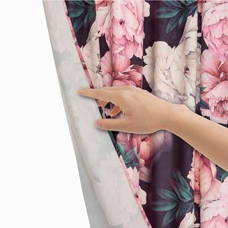 Zasłona gotowa na przelotkach Peony Dark 140x250 welurowa kwiaty peonie