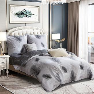 Szara Pościel w Pióra Satyna Bawełniana 220x200 Y017