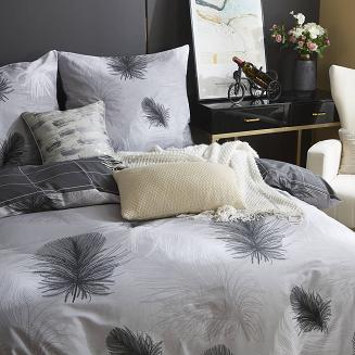 Szara Pościel w Pióra Satyna Bawełniana 220x200 Y017