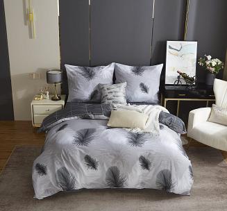 Szara Pościel w Pióra Satyna Bawełniana 220x200 Y017