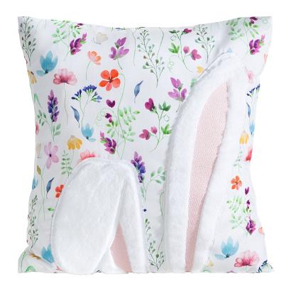 Poszewka dekoracyjna WIOSNA 45x45 Eurofirany biała w kolorowe kwiaty z puszystą aplikacją
