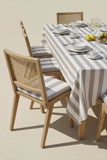Beżowy Obrus Ogrodowy Wodoodporny 140x180 STRIPES