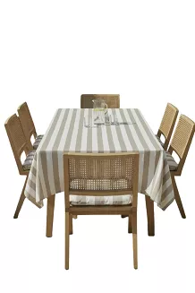 Obrus ogrodowy wodoodporny plamoodporny STRIPES 140x180 beżowy pasy