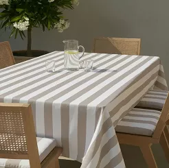 Beżowy Obrus Ogrodowy Wodoodporny 140x180 STRIPES