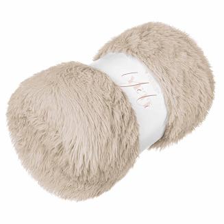 Koc narzuta na łóżko YETI 200x220 włochacz o strukturze futa jasnobeżowy