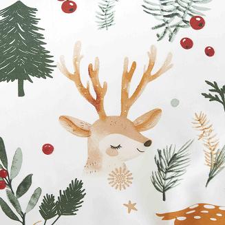 Biała Świąteczna Pościel z Mikrofibry z Nadrukiem 160x200 Christmas Forest
