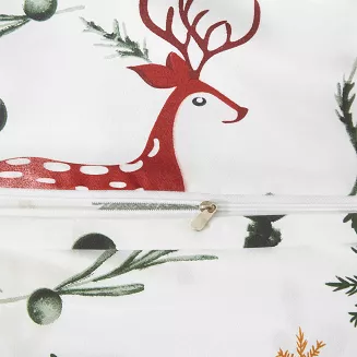 Biała Świąteczna Pościel z Mikrofibry z Nadrukiem 160x200 Christmas Forest